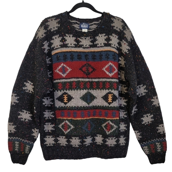Wool rich 100% wool knit  tribal/Aztec print - Picture 1 of 9
